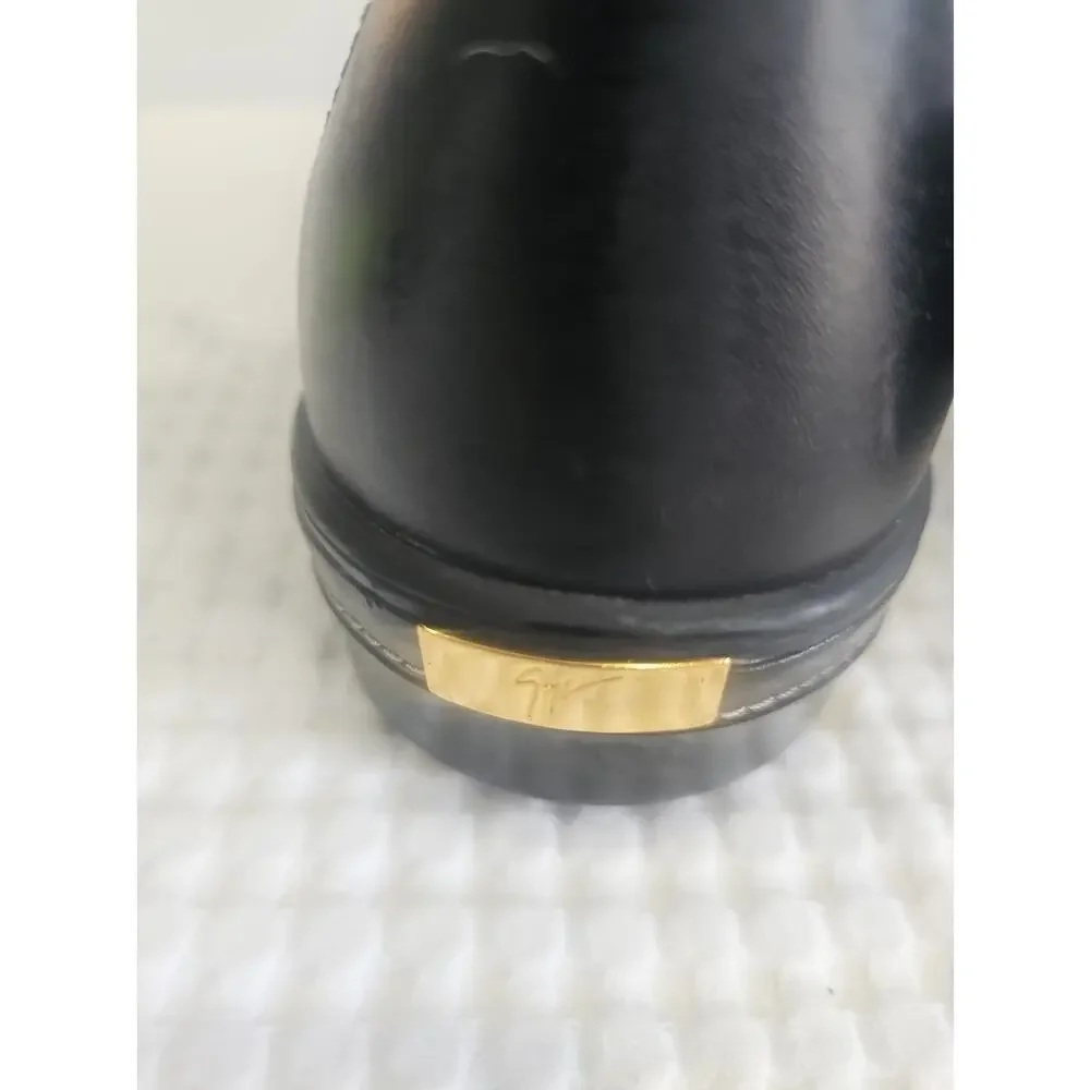 Giuseppe Zanotti Black Leather High Top Boot Sneakers Gold Zipper EU 43